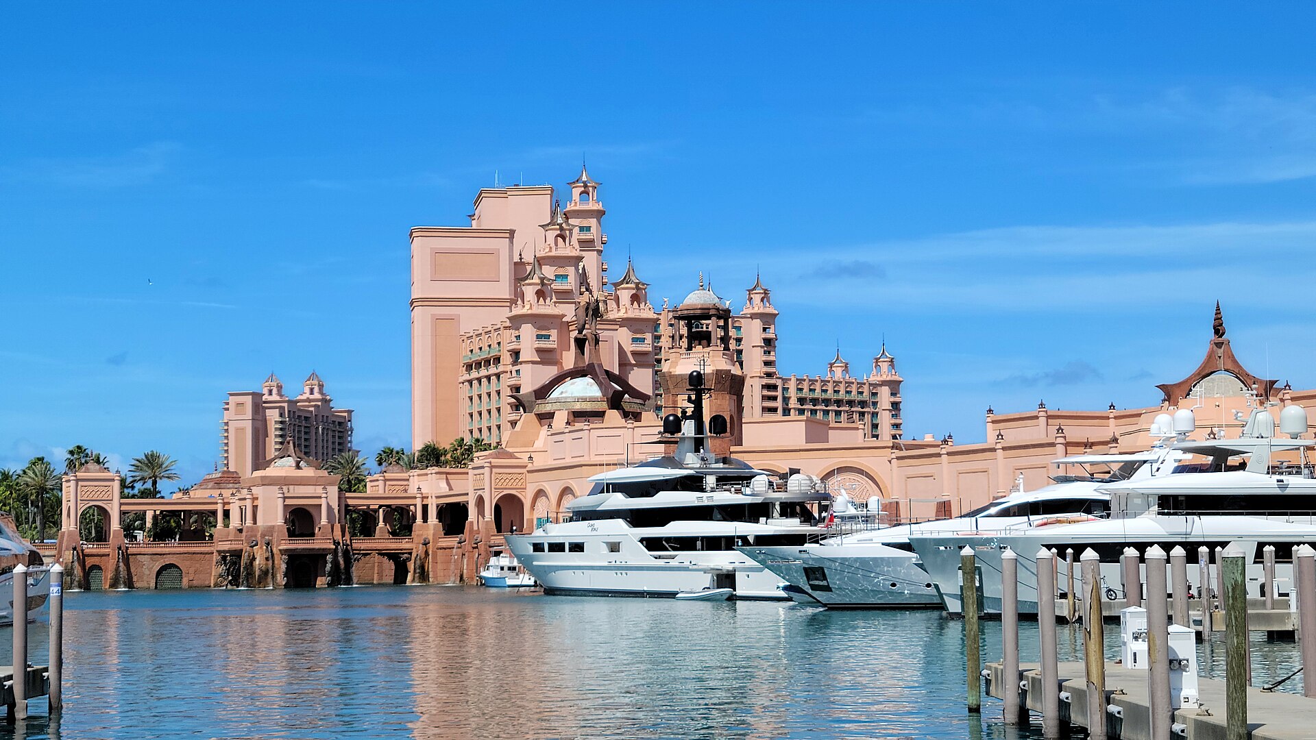 Atlantis Paradise Island resort marina in Nassau, Bahamas