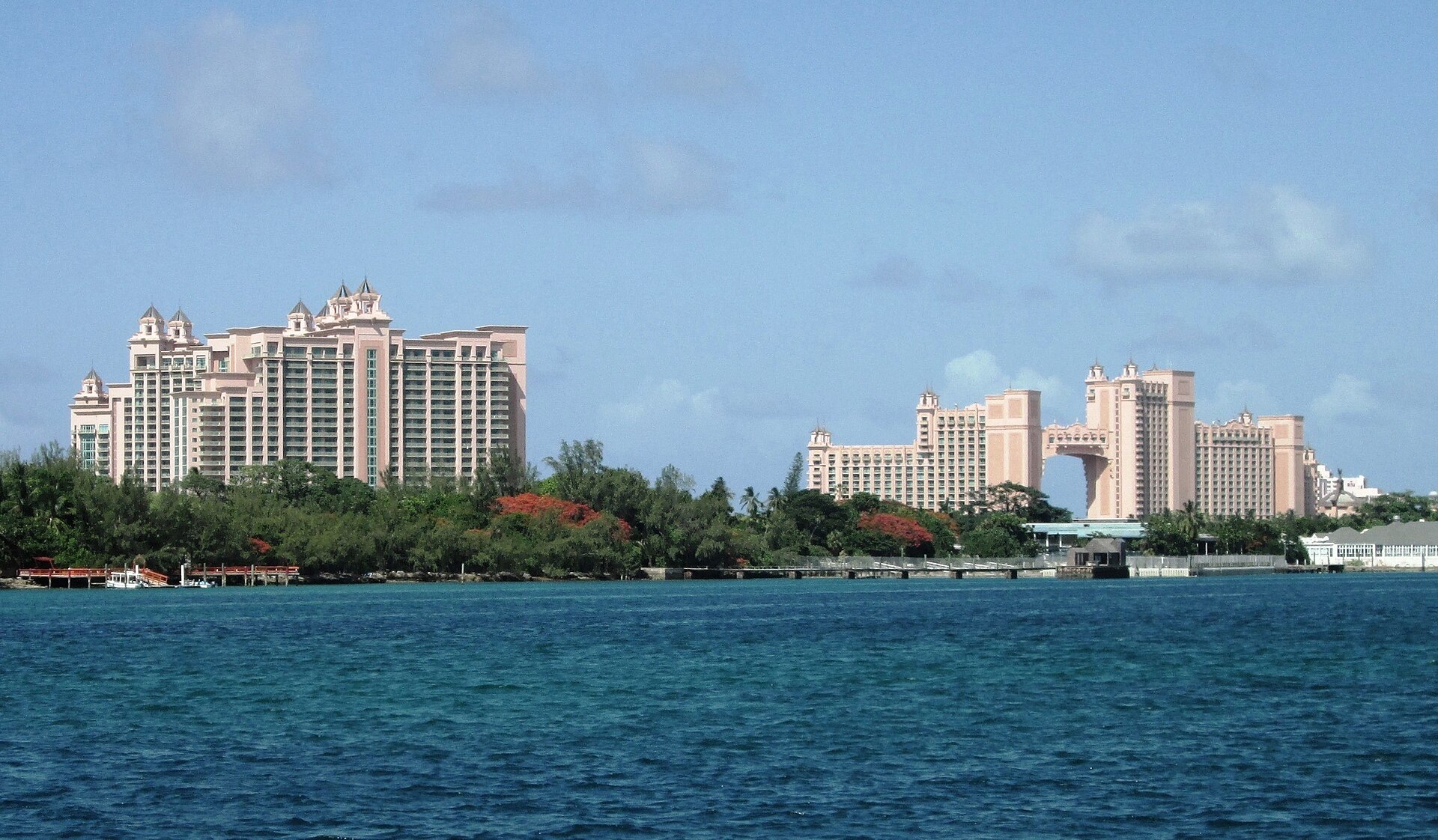 Atlantis Paradise Island resort as seen across the harbor from downtown Nassau