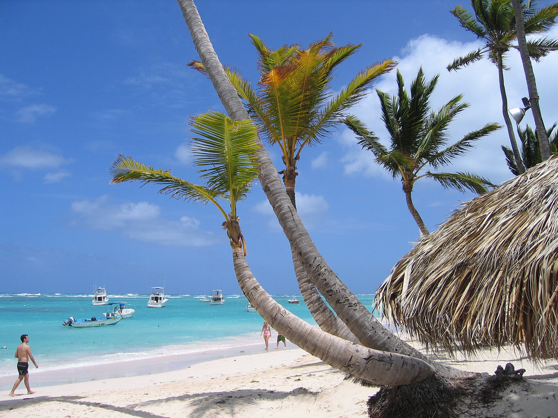 Wide stretch of white sand and turquoise water at Bávaro Beach, Punta Cana