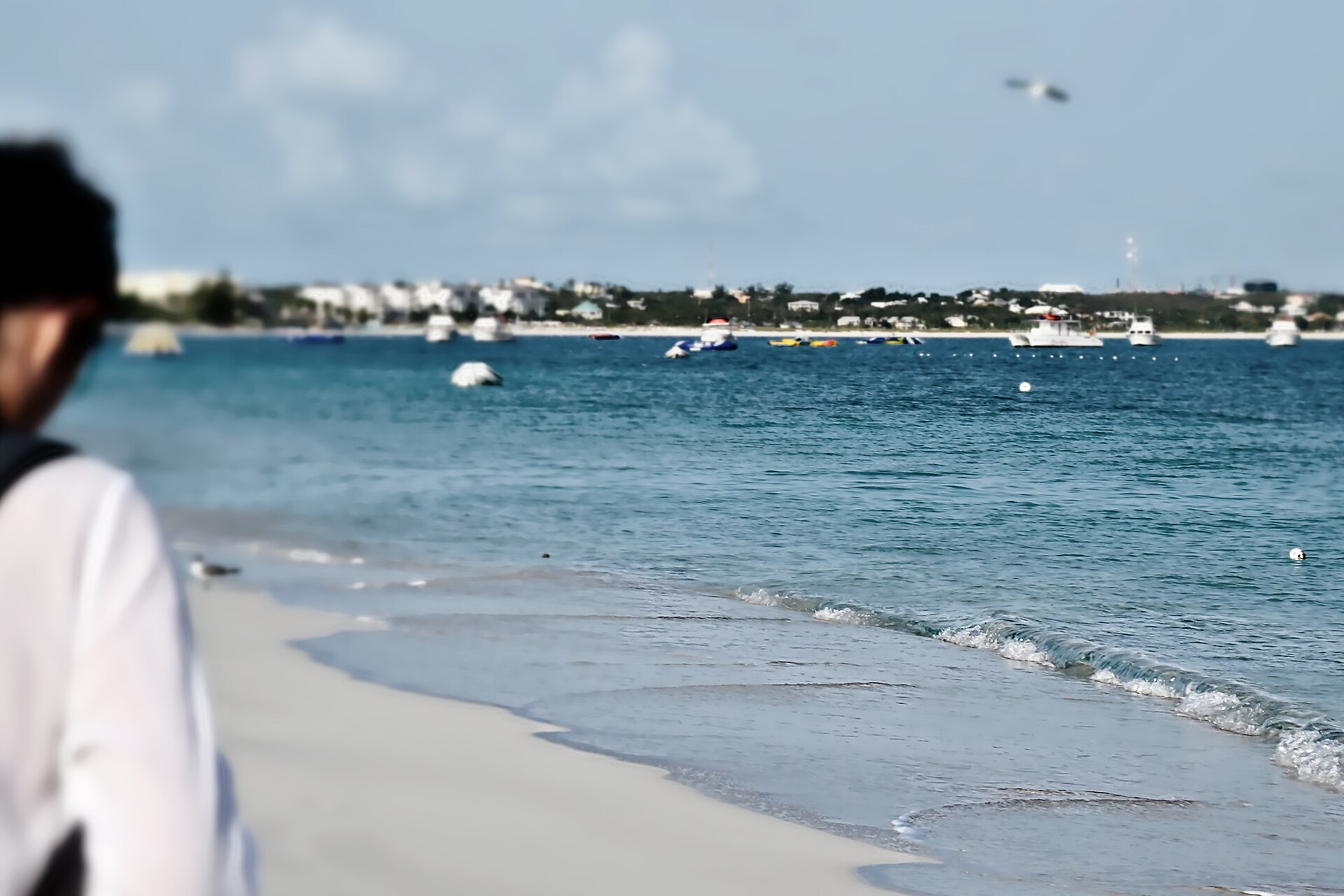 Early morning light over the calm turquoise water of Grace Bay, Turks and Caicos