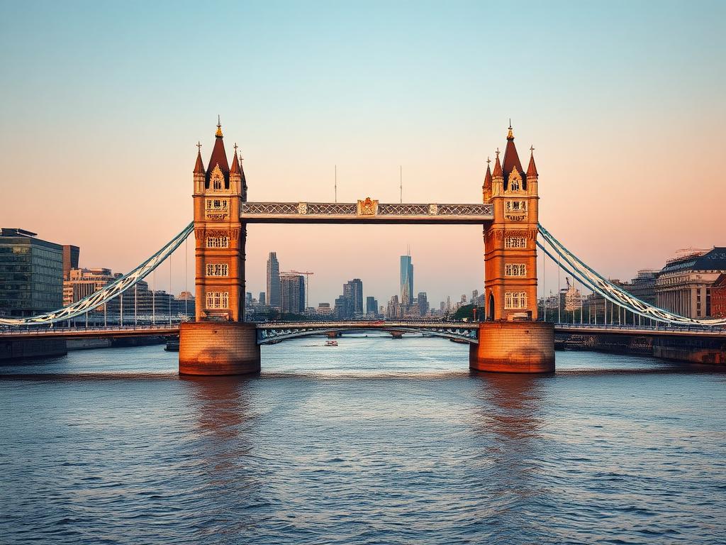 Tower Bridge over the Thames in London at sunrise
