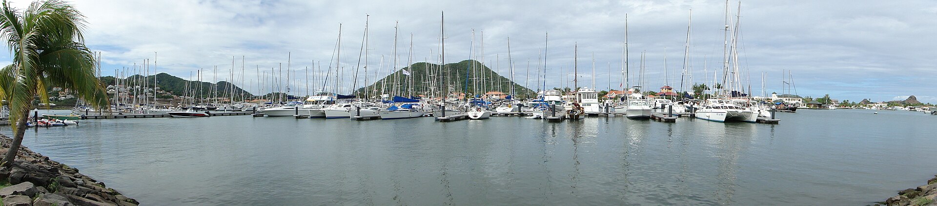 Boats moored at Rodney Bay Marina in northern St. Lucia